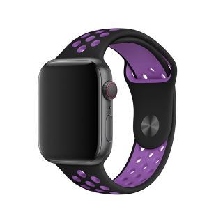 Sportovní řemínek na Apple Watch - Černo-fialový Velikost: 42/44/45/49mm, Obvod zápěstí: M-L (střední až větší obvod zápěstí), Barva: Černá
