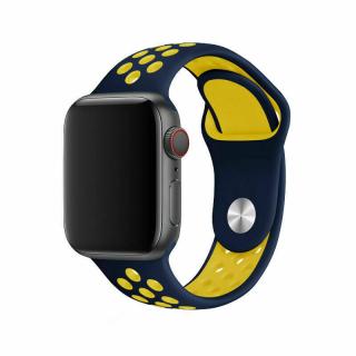 Sportovní řemínek na Apple Watch - Darkblue-Yellow Velikost: 42/44/45/49mm, Obvod zápěstí: S-M (menší až střední obvod zápěstí), Barva:…