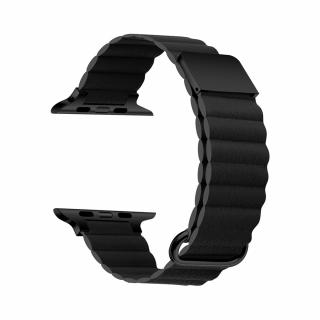 Stylový kožený řemínek s magnetem pro Apple Watch - Černý Velikost: 38/40/41mm, Barva: Černá