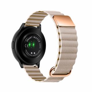 Stylový kožený řemínek s magnetem pro chytré hodinky 22mm Velikost: 22mm, Barva: Béžová