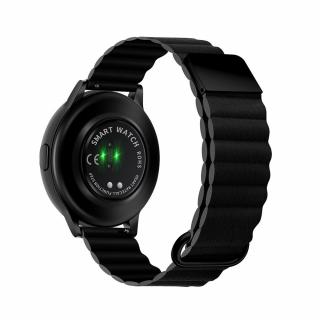 Stylový kožený řemínek s magnetem pro chytré hodinky 22mm Velikost: 22mm, Barva: Černá