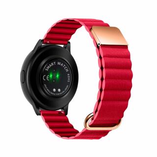 Stylový kožený řemínek s magnetem pro chytré hodinky 22mm Velikost: 22mm, Barva: Červená