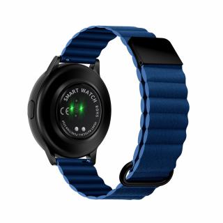 Stylový kožený řemínek s magnetem pro chytré hodinky 22mm Velikost: 22mm, Barva: Tmavě modrá