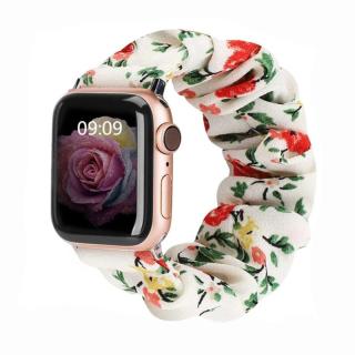 Stylový řemínek pro Apple Watch - Bílý s kytičkami Velikost: 38/40/41mm, Barva: Bílá