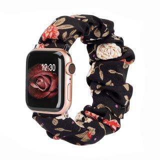 Stylový řemínek pro Apple Watch - Černý s kytičkami Velikost: 38/40/41mm, Barva: Černá