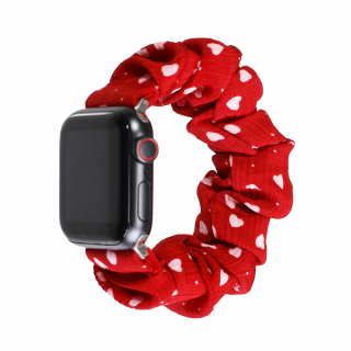 Stylový řemínek pro Apple Watch - Červený s bílými srdíčky Velikost: 38/40/41mm, Barva: Červená