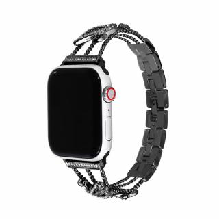 Stylový řemínek s kamínky a labutí pro Apple Watch - Černý Velikost: 42/44/45/49mm, Barva: Černá