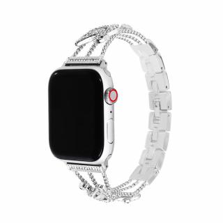 Stylový řemínek s kamínky a labutí pro Apple Watch - Stříbrný Velikost: 38/40/41mm, Barva: Stříbrná