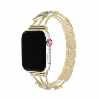 Stylový řemínek s kamínky a labutí pro Apple Watch - Zlatý Velikost: 42/44/45/49mm, Barva: Gold