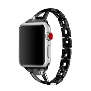 Stylový řemínek s kamínky pro Apple Watch - Černý Velikost: 42/44/45/49mm, Barva: Černá