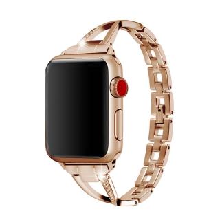 Stylový řemínek s kamínky pro Apple Watch - Rose Gold Velikost: 42/44/45/49mm, Barva: Pink Gold