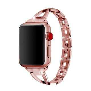 Stylový řemínek s kamínky pro Apple Watch - Rose Pink Velikost: 38/40/41mm, Barva: Pink Gold