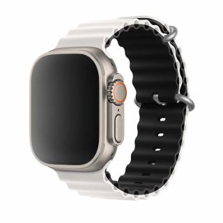 Stylový vroubkovaný řemínek pro Apple Watch - Bílo-černý Velikost: 38/40/41mm, Barva: Bílá