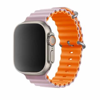 Stylový vroubkovaný řemínek pro Apple Watch - Růžovo-oranžový Velikost: 42/44/45/49mm, Barva: Růžová