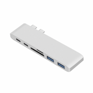 USB Hub pro Apple MacBook 6v1 - Stříbrný
