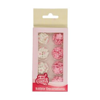 FC cukrové kvety - mini biele/ružové 64ks