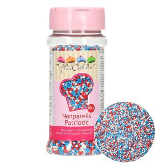 FC posyp Nonpareils 80g - Red/white/blue (biela, modrá, červená)