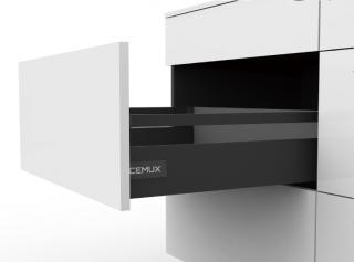 Cemux A Box zásuvka antracit H135 s relingem Délka: 550mm