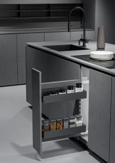 Cemux IRON Line antracit 15-3D plné dno s tlumením Barva: Antracit, Typ: levý, Šířka skříňky: 150 mm