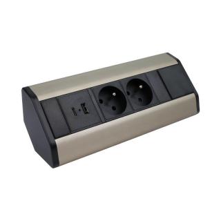 Design Light rohová zásuvka CORNERBOX 2x 230V a 2x USB A/C nerez broušená