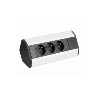 Design Light rohová zásuvka CORNERBOX 3x 230V hliník
