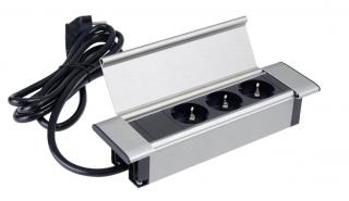 Design Light výklopná zásuvka FLATBOX 3x 230V nerez broušená