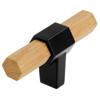 Úchytka dřevěná dub lakovaný/černá matná