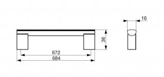 Úchytka kovová Porta černá matná Rozteč: 672 mm