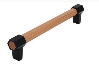 Úchytka Silvie XL dřevěná dub lakovaný/černá matná 160 mm