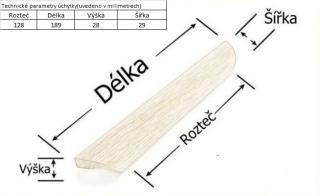 Úchytka Sisa dřevěná dub lakovaný Rozteč: 128 mm