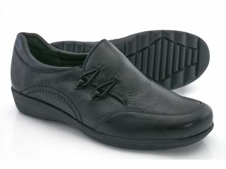 Černé kožené mokasíny - polobotky Caprice H 24705 (Pohodlná obuv šíře H)