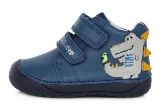 Chlapecké modré kožené boty D.D.step S070-316 barefoot