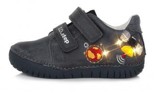Chlapecké tmavě šedé kožené blikací boty D.D.step S050-339B (Svítící obuv D.D.step )