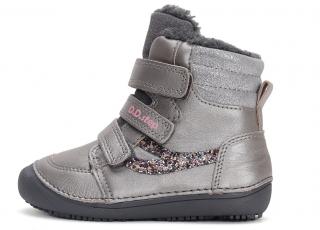 Dívčí barefoot zimní obuv D.D.step W063-42754C (Dětská zimní kožená barefoot obuv)