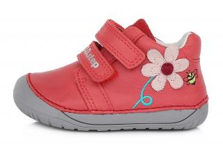 Dívčí kožená barefoot obuv D.D.step S070-375 s kytičkou