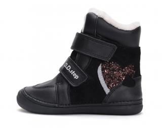 Dívčí zimní černé boty D.D.step W078-42862B (Dívčí zimní obuv D.D.step)