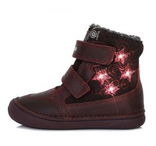 Dívčí zimní kožená blikací obuv D.D.step W078-320 (Svítící zimní obuv D.D.step)
