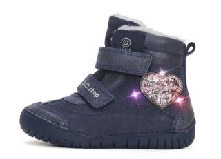 Dívčí zimní kožené blikací boty D.D.step W050-42707E (Svítící zimní obuv D.D.step)