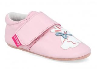 Růžové kožené capáčky D.D.step K1596-41264 s králíčkem