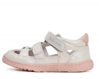 Stříbrné kožené barefoot sandálky D.D.step G077-41565C (Sandálky pro širší nožky)