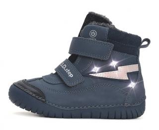 Zimní kožené blikací boty D.D.step W050-42707B (Svítící zimní obuv D.D.step)