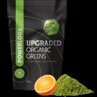 Powerlogy – Upgraded Organic Greens s pomerančovou příchutí (300 g)