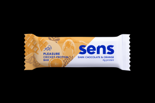 Sens – Pleasure protein tyčinka s cvrččím proteinem; příchuť hořká čokoláda a pomeranč (40 g)