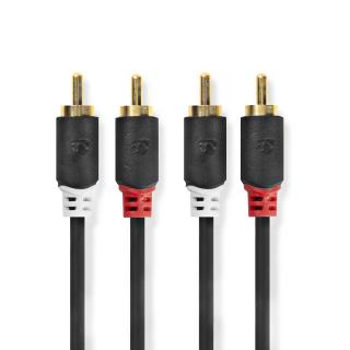 Nedis stereo audio kabel, 2x RCA konektor - 2x RCA konektor, pozlacené, 1m