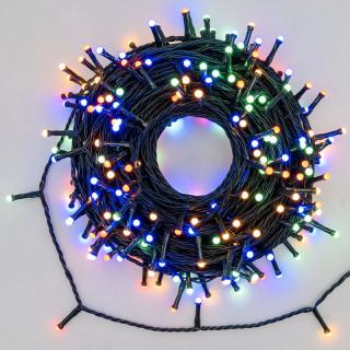 LED řetěz 25m 500 LED solární / trafo 230V venkovní, multicolour (LED světelný řetěz venkovní)