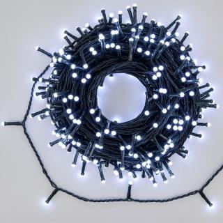 LED řetěz 25m 500 LED solární / trafo 230V venkovní, studená bílá (LED světelný řetěz venkovní)