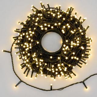LED řetěz 25m 500 LED solární / trafo 230V venkovní, teplá bílá (LED světelný řetěz venkovní)