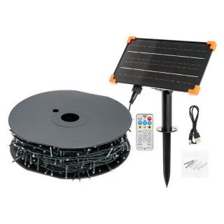 LED řetěz 60m 1200 LED solární venkovní, teplá bílá (LED světelný řetěz venkovní)