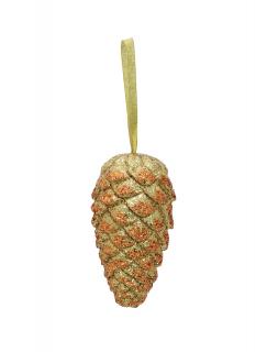 Šiška na zavěšení, se zlatým glittrem, 18 cm