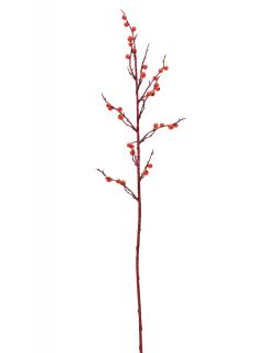 Větvička s bobulemi, červený glitter, 85 cm, 3ks